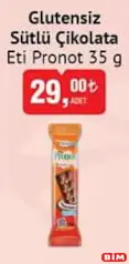 ETİ PRONOT GLUTENSİZ SÜTLÜ ÇİKOLATA 35 GR